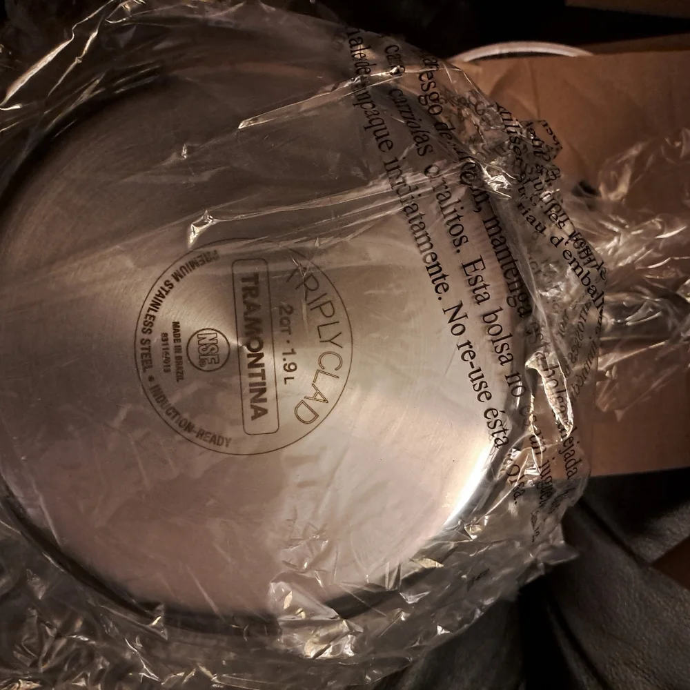 2 QT TRAMONTINA POT PAN Stainless Steel NEW IN FACTORY BOX, Light 3.12 pounds.